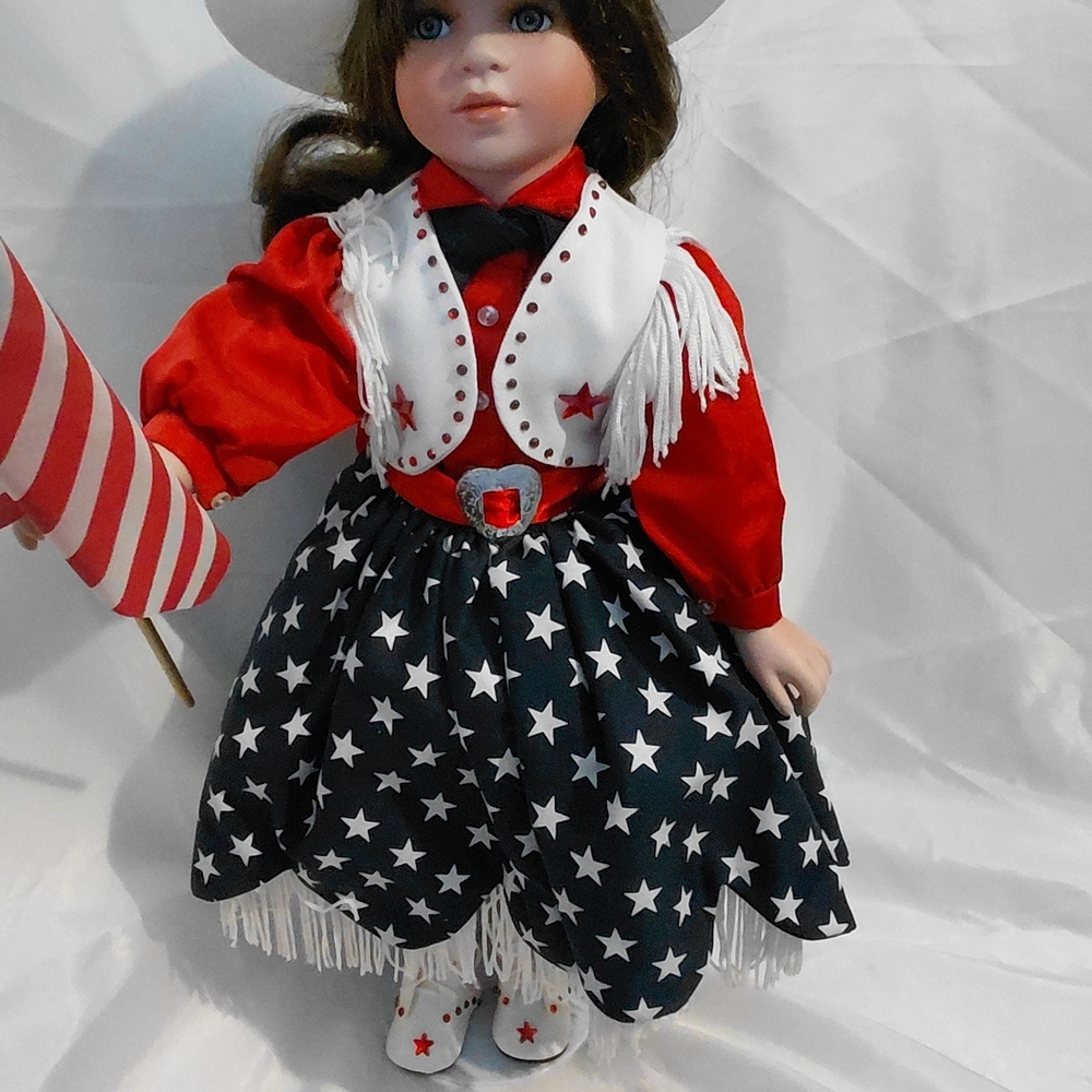 Patriotic Doll with Red and Blue Outfit - Picture 5 of 10